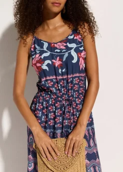 bonprix Strandmode|Jumpsuits^Langer Strandjumpsuit aus fließender Viskose blau/rosa bedruckt
