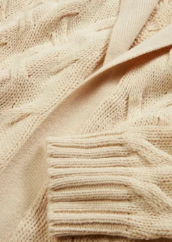 bonprix Bekleidung·Umstandsmode|Pullover & Strickjacken^Langer Strickmantel aus Zopfstrick kieselbeige