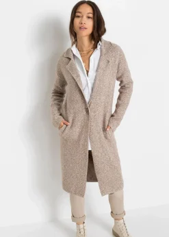 bonprix Bekleidung·Umstandsmode|Strickmode^Langer Strickmantel im Loose Fit taupe meliert