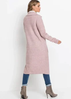 bonprix Bekleidung·Umstandsmode|Strickmode^Langer Strickmantel im Loose Fit rosa meliert