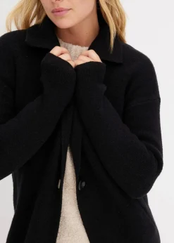 bonprix Bekleidung·Jeans|Pullover & Strickjacken^Langer Strickmantel im Loose Fit schwarz