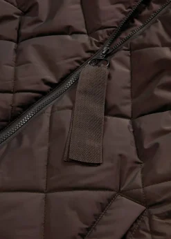 bonprix Nachhaltigere Materialien|Bekleidung·Hosen^Langer, wattierter Steppmantel mit Kapuze dunkelbraun