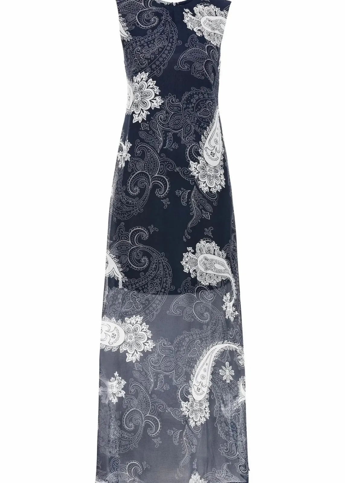bonprix Bekleidung·Pullover & Strickjacken|Kleider^Langes Chiffonkleid dunkelblau paisley