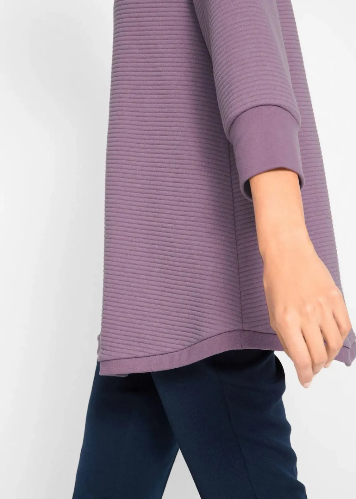 bonprix Bekleidung·Blusen & Tuniken|Sweat^Langes Sweatshirt mit Viskose mattlavendel