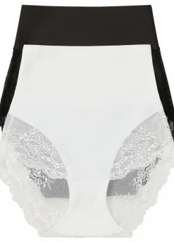 bonprix Höschen|Shapewear^Lasercut Shape Panty mit ​mittlerer Formkraft (2er Pack) cremeweiß + schwarz