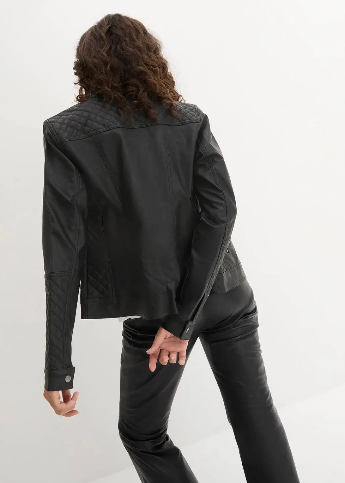 bonprix Bekleidung·Hosen|Jacken & Mäntel^Lederimitat Biker-Jacke schwarz