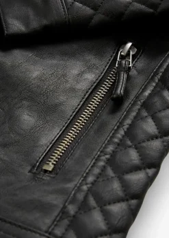 bonprix Bekleidung·Hosen|Jacken & Mäntel^Lederimitat Biker-Jacke schwarz