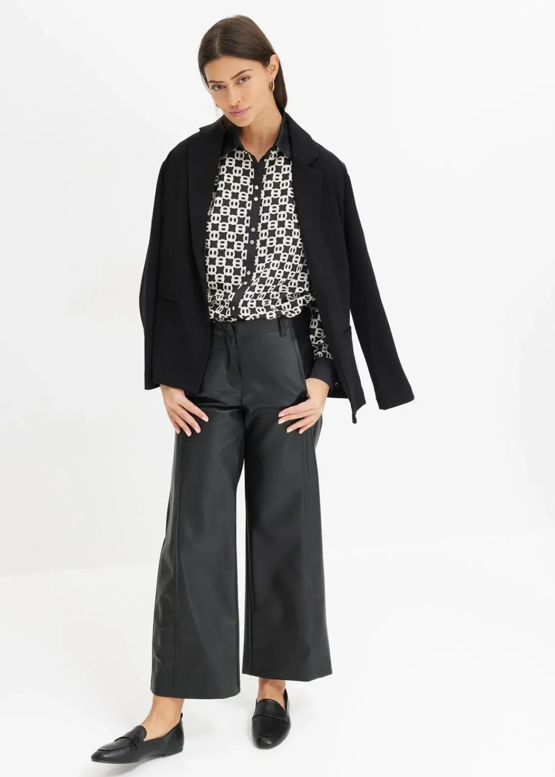 bonprix Bekleidung·Kleider|Hosen^Lederimitat Culotte schwarz