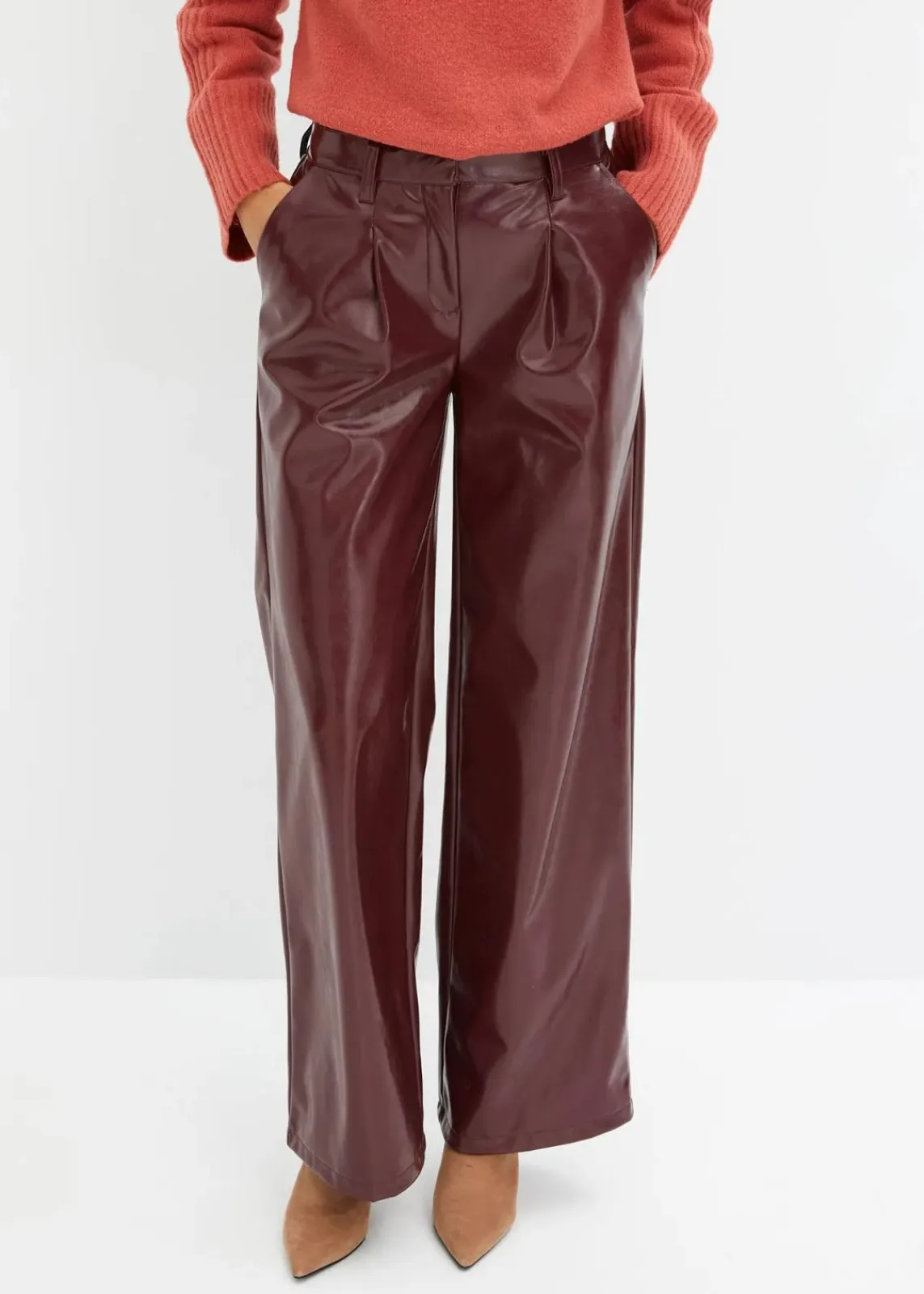bonprix Bekleidung·Kleider|Hosen^Lederimitat-Hose rubinrot