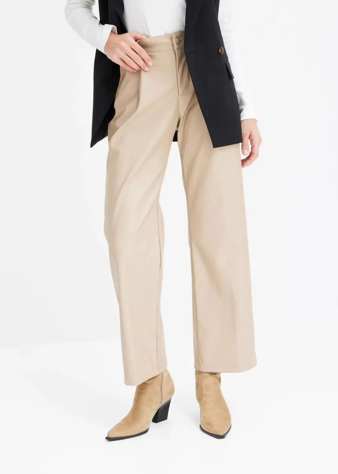 bonprix Bekleidung·Kleider|Hosen^Lederimitat-Hose helltaupe