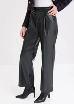 bonprix Hosen|Bekleidung·Kleider^Lederimitat-Hose schwarz