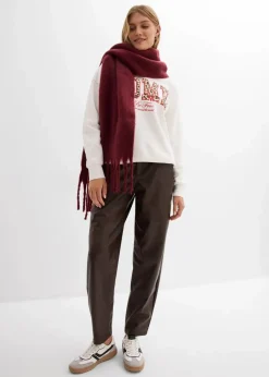 bonprix Bekleidung·Kleider|Hosen^Lederimitat-Hose im Barrel Shape, Mid Waist dunkelbraun