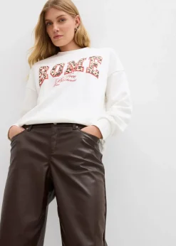 bonprix Bekleidung·Kleider|Hosen^Lederimitat-Hose im Barrel Shape, Mid Waist dunkelbraun