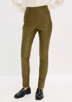 bonprix Hosen|Nachhaltigere Materialien^Lederimitat-Hose im Punto di Roma Mix erdoliv