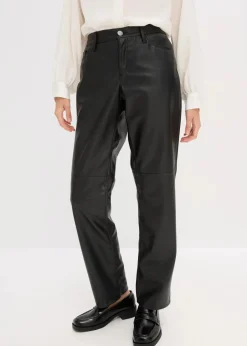 bonprix Hosen|Bekleidung·Kleider^Lederimitat-Hose mit Bequembund schwarz
