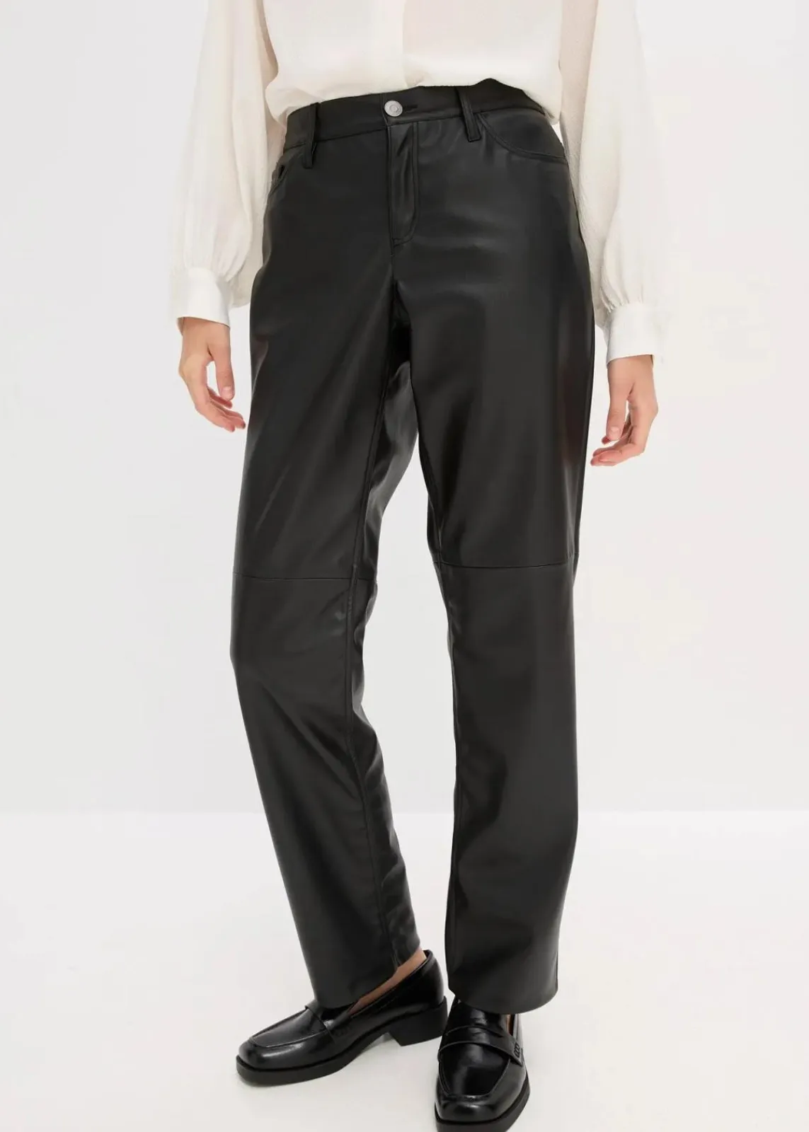 bonprix Hosen|Bekleidung·Kleider^Lederimitat-Hose mit Bequembund schwarz