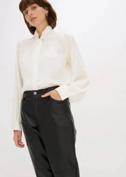bonprix Hosen|Bekleidung·Kleider^Lederimitat-Hose mit Bequembund schwarz
