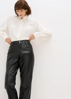bonprix Hosen|Bekleidung·Kleider^Lederimitat-Hose mit Bequembund schwarz