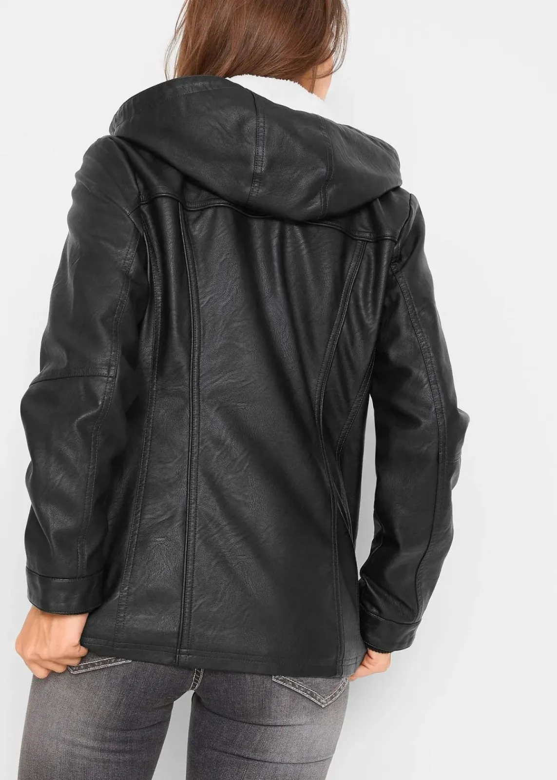 bonprix Bekleidung·Hosen|Jacken & Mäntel^Lederimitat-Jacke schwarz