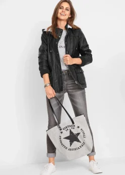 bonprix Bekleidung·Hosen|Jacken & Mäntel^Lederimitat-Jacke schwarz
