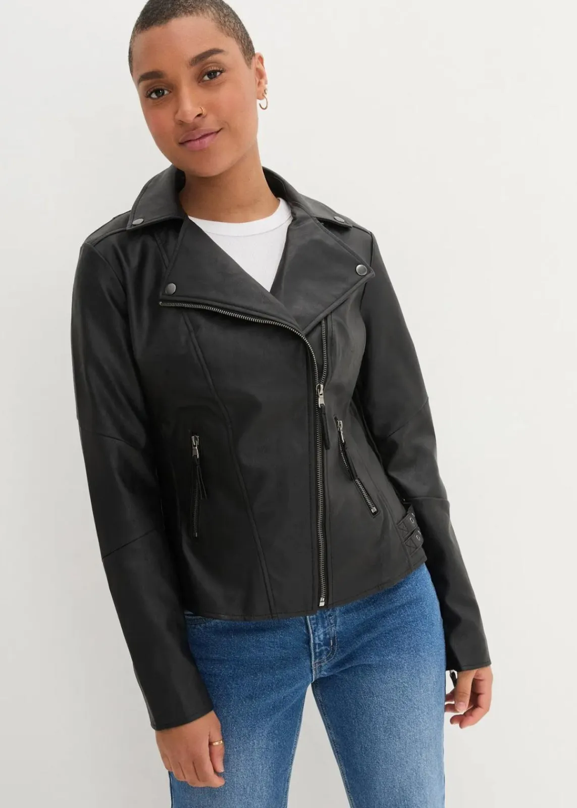bonprix Bekleidung·Hosen|Jacken & Mäntel^Lederimitat-Jacke aus reiner Viskose schwarz