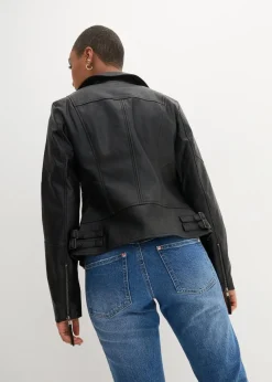 bonprix Bekleidung·Hosen|Jacken & Mäntel^Lederimitat-Jacke aus reiner Viskose schwarz