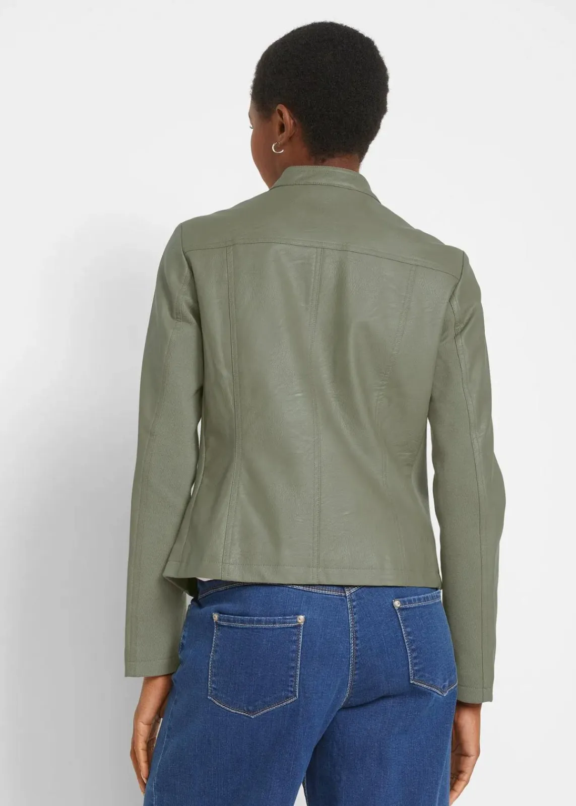 bonprix Bekleidung·Hosen|Jacken & Mäntel^Lederimitat-Jacke aus reiner Viskose oliv