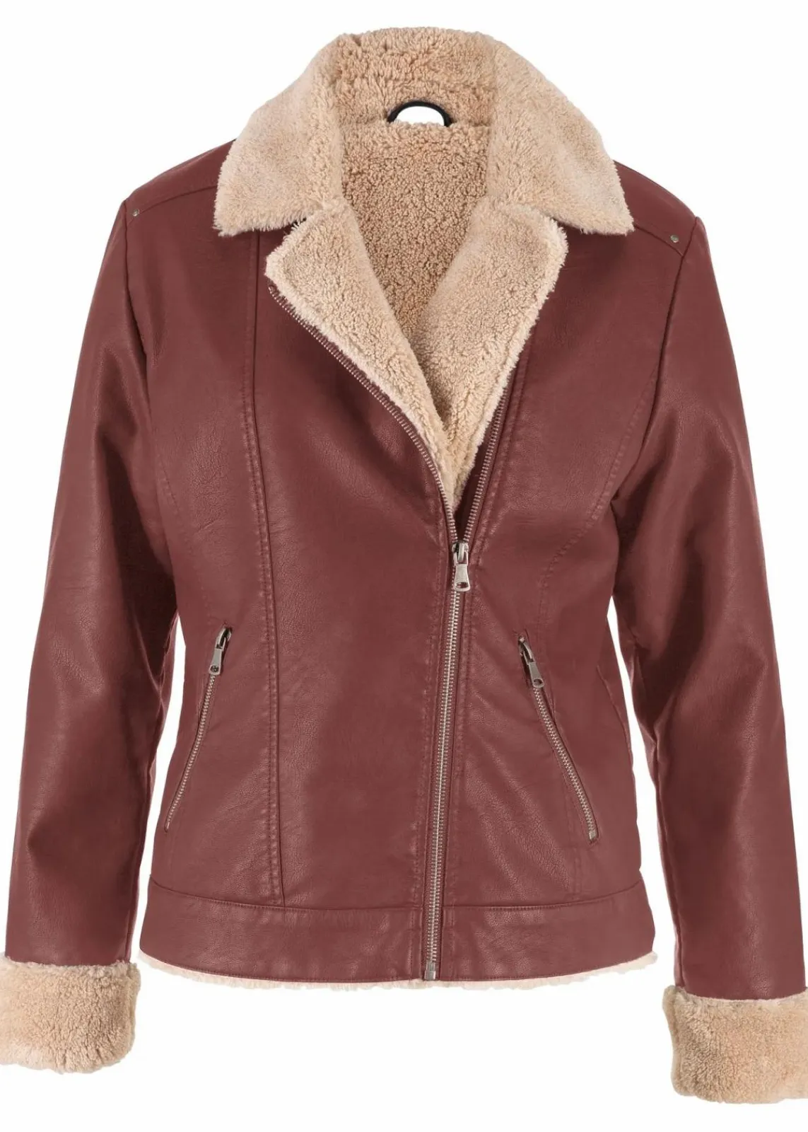 bonprix Bekleidung·Hosen|Jacken & Mäntel^Lederimitat-Jacke, gefüttert kaffeebraun