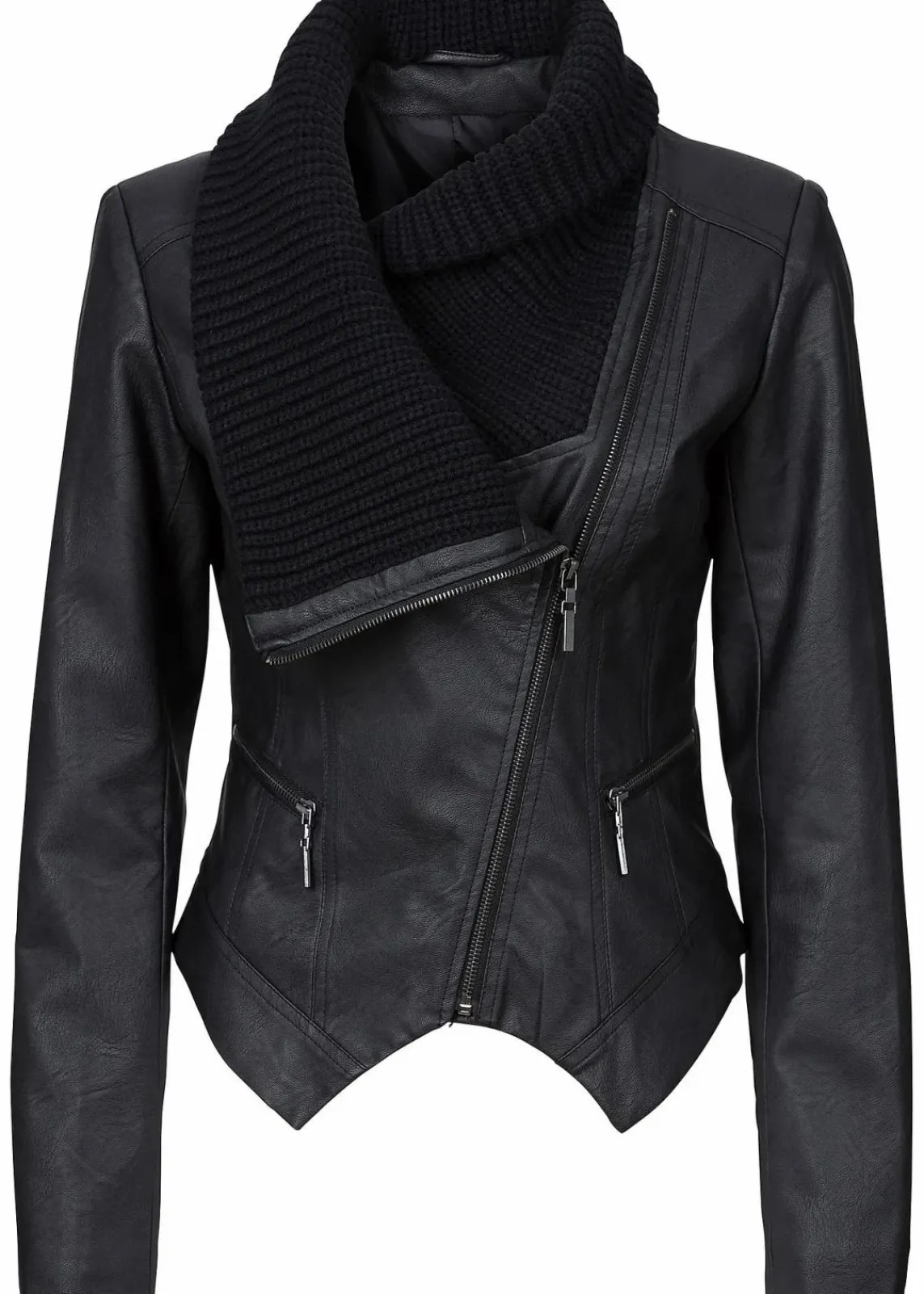 bonprix Bekleidung·Hosen|Jacken & Mäntel^Lederimitat-Jacke mit Schalkragen schwarz