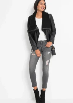 bonprix Bekleidung·Hosen|Jacken & Mäntel^Lederimitat-Jacke mit Schalkragen schwarz