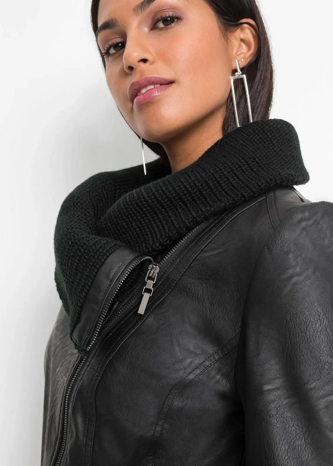 bonprix Bekleidung·Hosen|Jacken & Mäntel^Lederimitat-Jacke mit Schalkragen schwarz