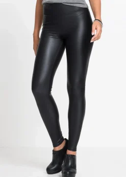 bonprix Kurzgrößen|Bekleidung·Kleider^Lederimitat-Leggings mit Beschichtung schwarz