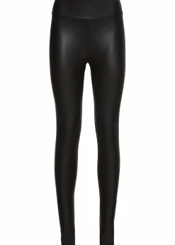 bonprix Hosen|Kurzgrößen^Lederimitat-Leggings mit Beschichtung schwarz