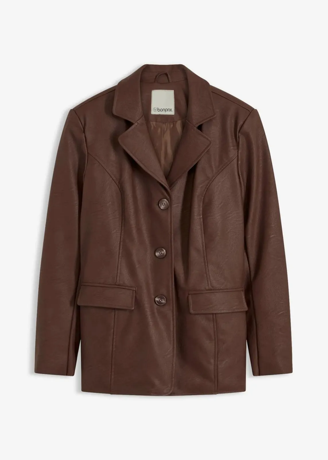 bonprix Bekleidung·Hosen|Jacken & Mäntel^Lederimitat-Longblazer braun