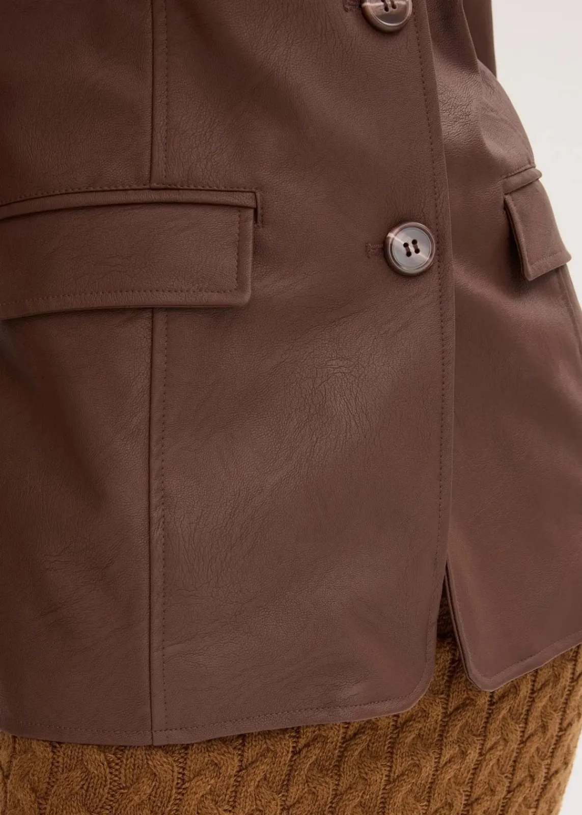 bonprix Bekleidung·Hosen|Jacken & Mäntel^Lederimitat-Longblazer braun