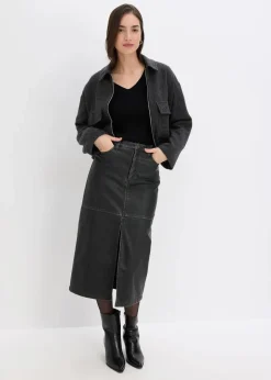 bonprix Röcke|Bekleidung·Sportbekleidung^Lederimitat-Rock terrabraun/nussbraun used