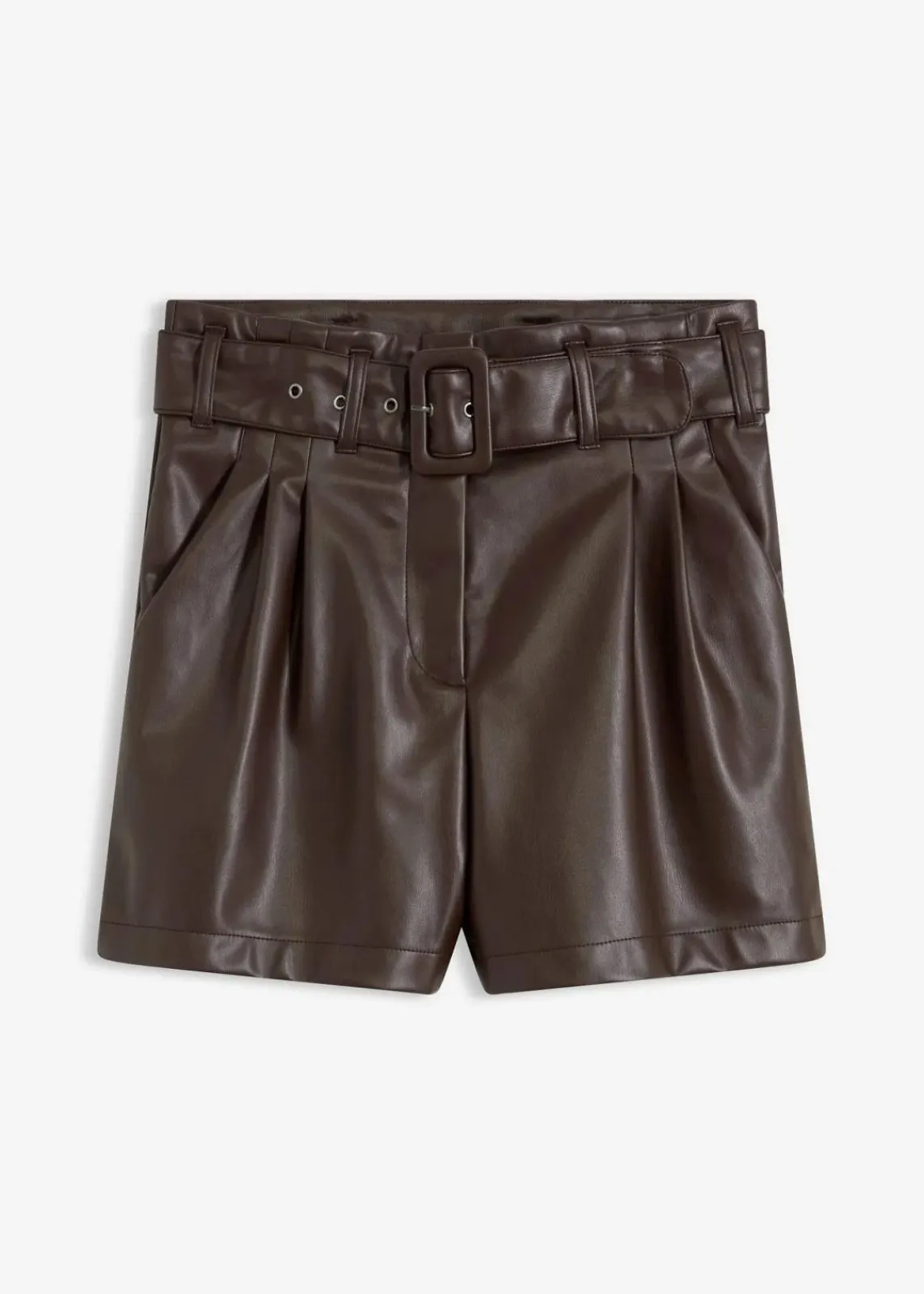 bonprix Hosen|Shorts^Lederimitat-Shorts mit Gürtel dunkelbraun