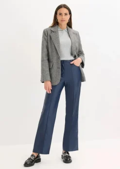 bonprix Bekleidung·Kleider|Hosen^Lederimitat-straight Leg Hose mit Biese dunkelblau