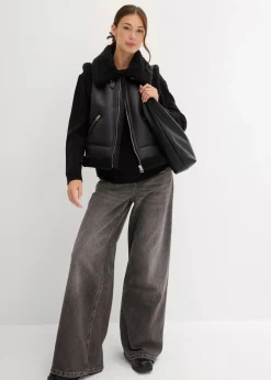 bonprix Nachhaltigere Materialien|Jacken & Mäntel^Lederimitat-Weste schwarz
