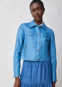 bonprix Premium|Jacken & Mäntel^Lederjacke aus Lammnappa wellenblau