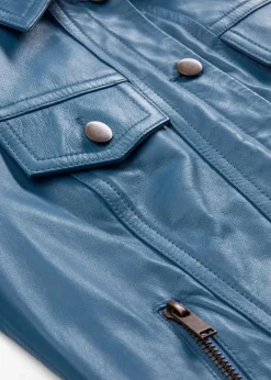 bonprix Premium|Jacken & Mäntel^Lederjacke aus Lammnappa wellenblau