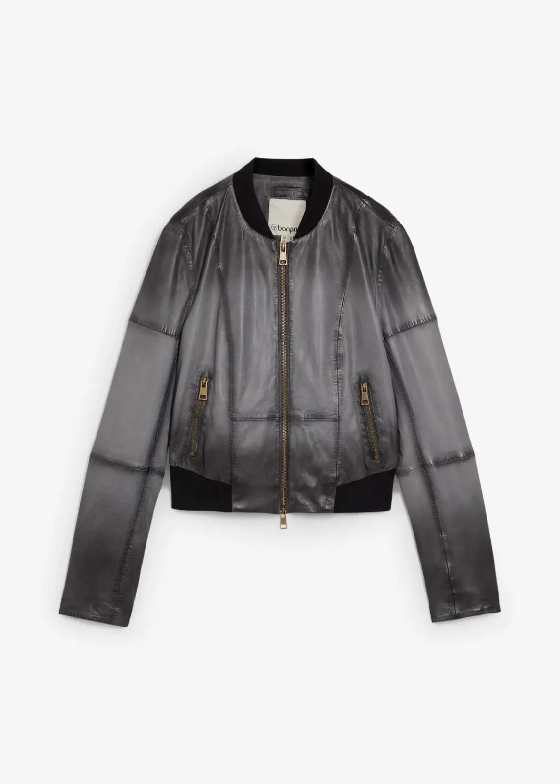 bonprix Bekleidung·Hosen|Jacken & Mäntel^Lederjacke aus Lammnappa grau/schwarz