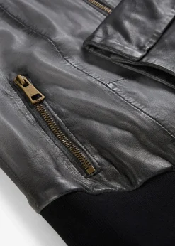 bonprix Bekleidung·Hosen|Jacken & Mäntel^Lederjacke aus Lammnappa grau/schwarz