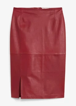 bonprix Bekleidung·Sportbekleidung|Röcke^Lederrock mit Schlitz kastanienrot