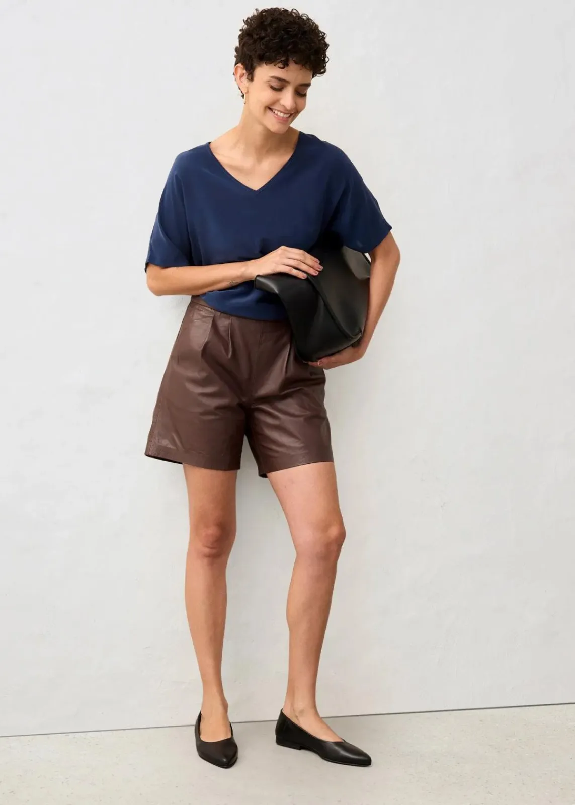 bonprix Bekleidung·Kleider|Premium^Leder-Shorts aus Lammnappa terrabraun