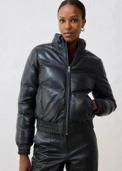 bonprix Bekleidung·Hosen|Premium^Leder-Steppjacke aus Lammnappa schwarz