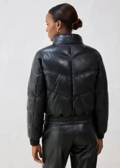 bonprix Bekleidung·Hosen|Premium^Leder-Steppjacke aus Lammnappa schwarz