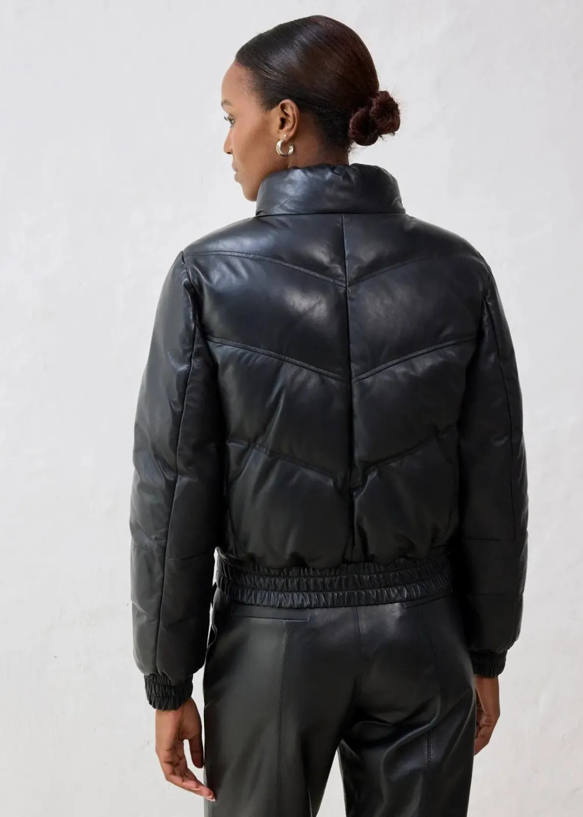 bonprix Bekleidung·Hosen|Premium^Leder-Steppjacke aus Lammnappa schwarz