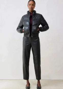 bonprix Bekleidung·Hosen|Premium^Leder-Steppjacke aus Lammnappa schwarz
