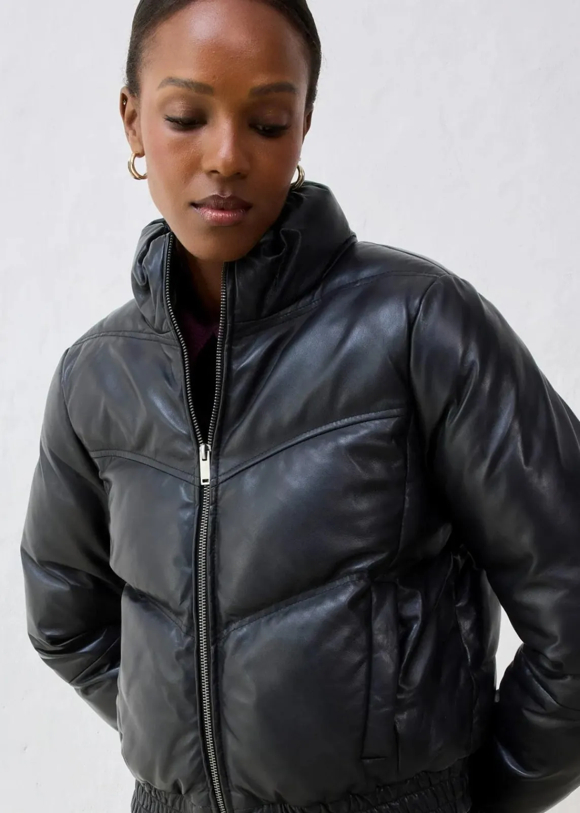 bonprix Bekleidung·Hosen|Premium^Leder-Steppjacke aus Lammnappa schwarz